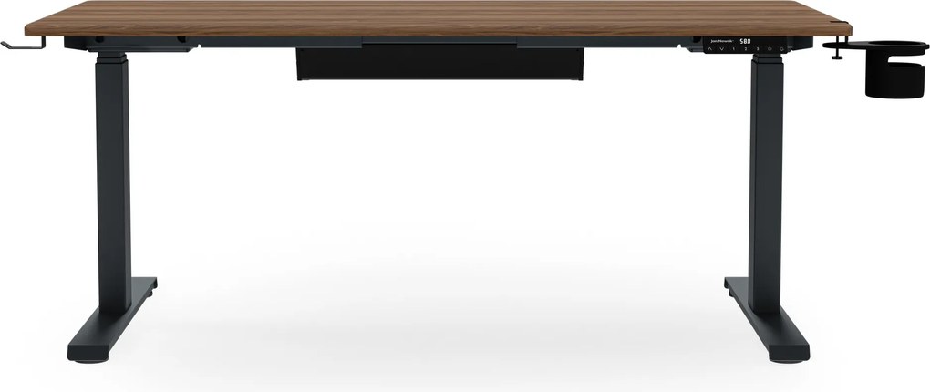 Elektromos íróasztal magasságállítással ergonomikus antracit/dió,1400x700 mm: ARIA