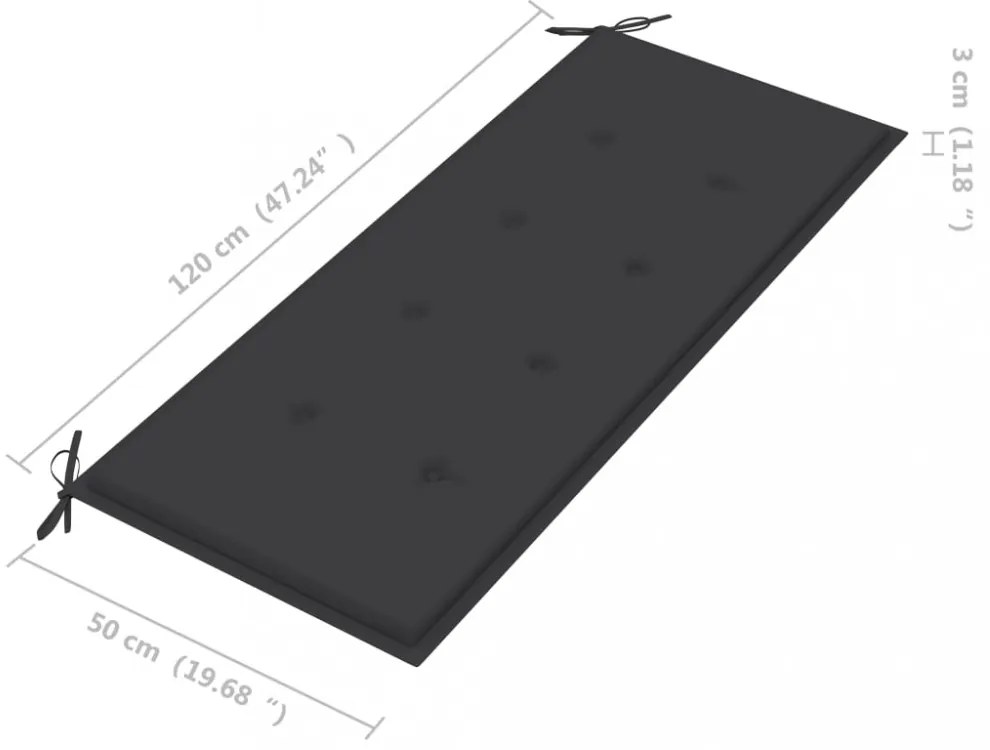 tömör tíkfa rakásolható kerti pad párnával 128,5 cm