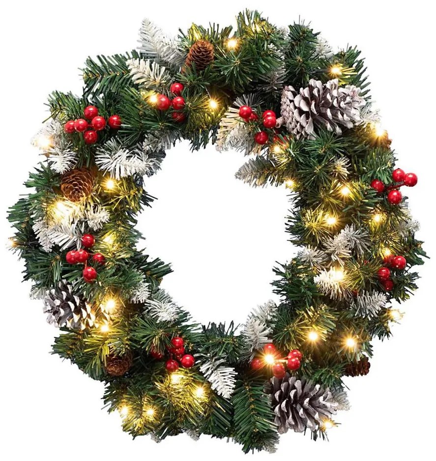 LED karácsonyi koszorú 35xLED/3xAA 8 funkciós átm. 45 cm IP44 meleg fehér