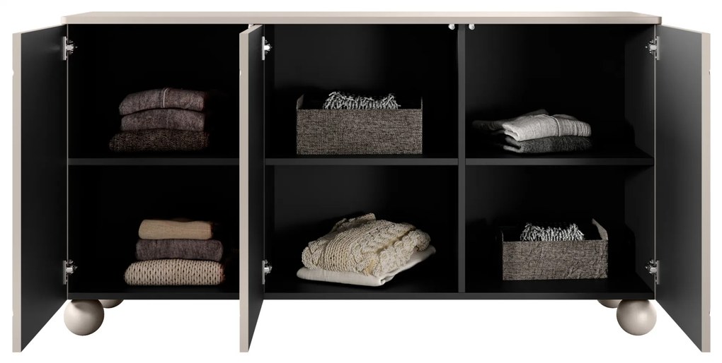 Sonatia II háromajtós komód 150 cm gömb lábakkal - kasmír