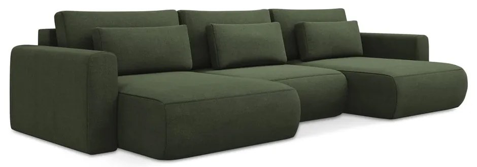 Khaki kinyitható-tárolóhelyes (U alakú) sarokkanapé Kapua – Makamii