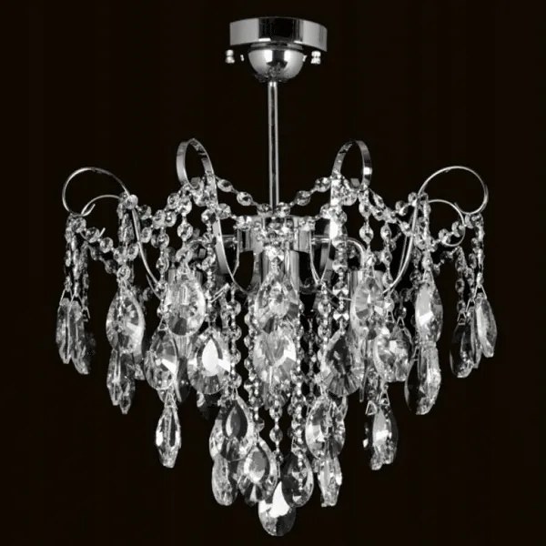 Tüneményes függőlámpa, csillogó kristályok és ezüst szalagok, nappali