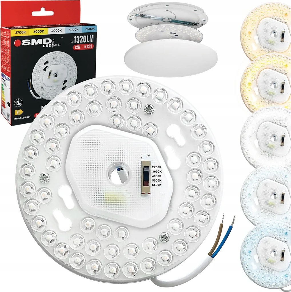 Led modul Plafon utántöltő panel lámpákhoz 12W 1320lm Cct Változtatható Szín 5 Szín