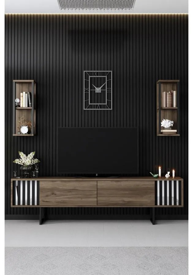 TV szekrény Chrome Line - Walnut, Black