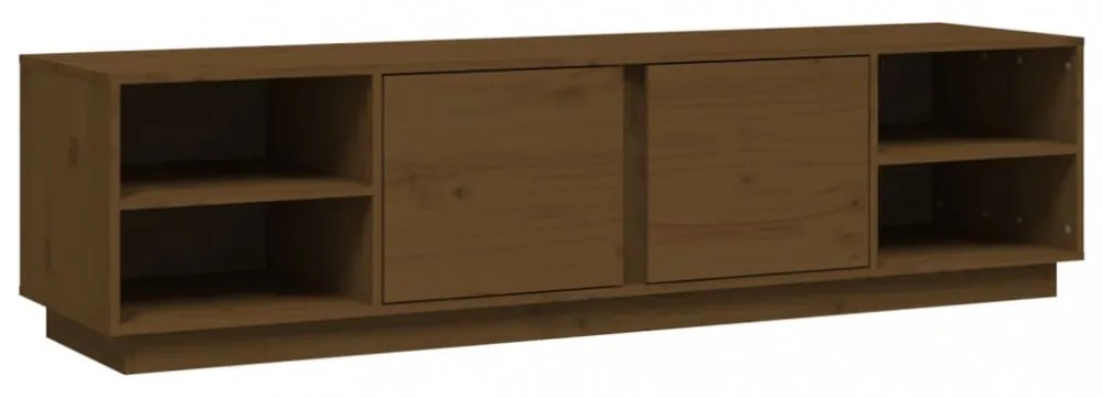 mézbarna tömör fenyőfa TV-szekrény 156 x 40 x 40 cm