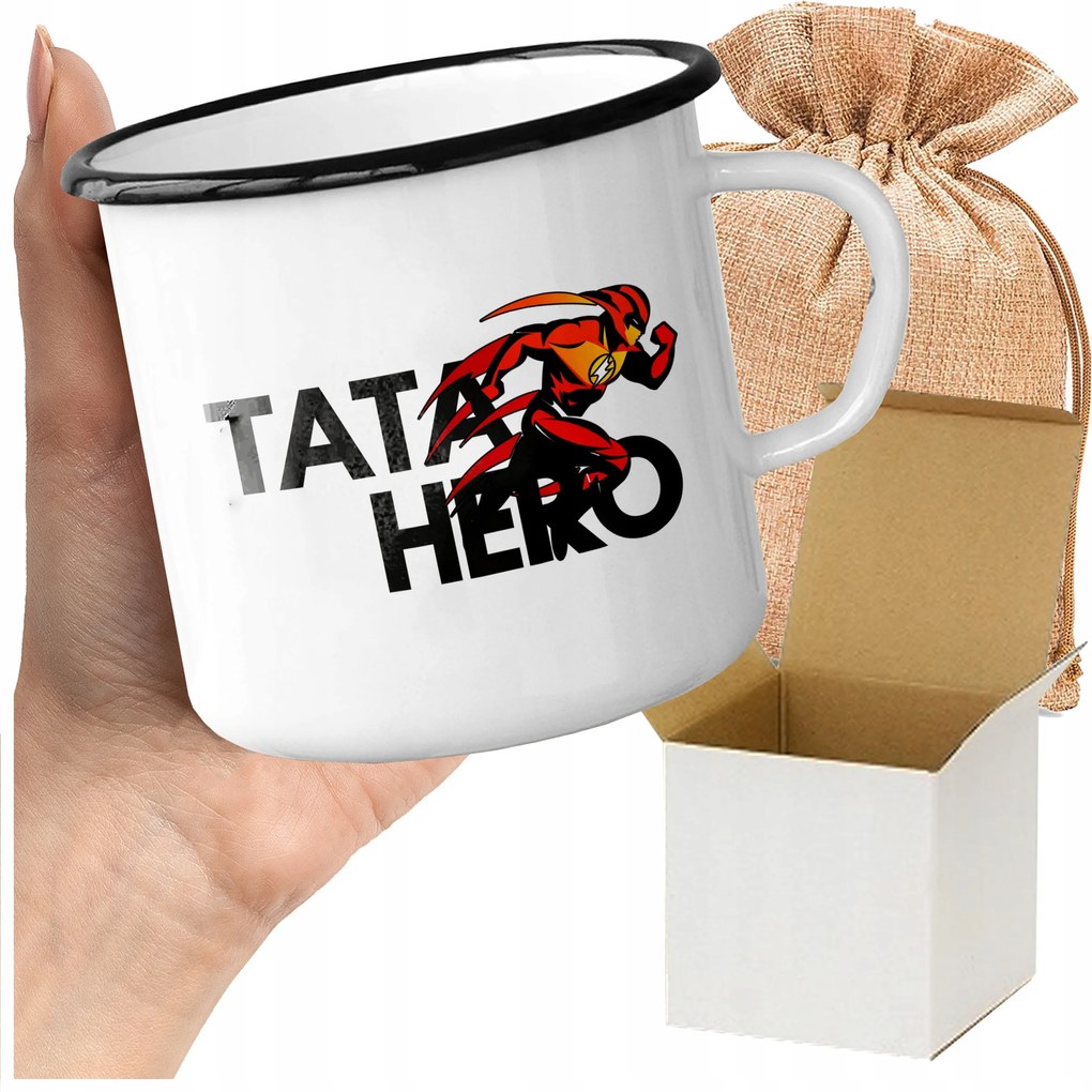 Bögre_zománcozott Nyomott Mintás Apa Hős Szuperhős Ajándék Apák Napjára