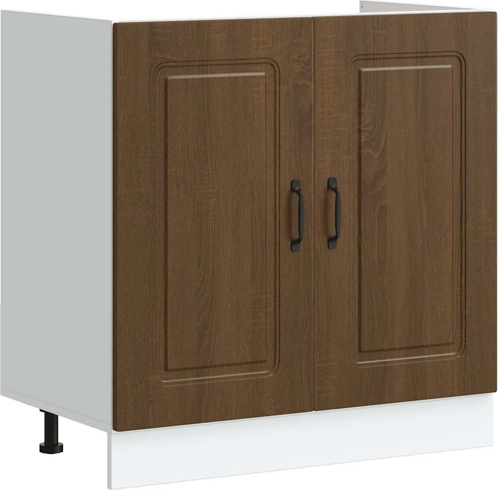 vidaXL Mosogató sljzat szekrény Kalmar barna tölgy 80x46x81,5 cm