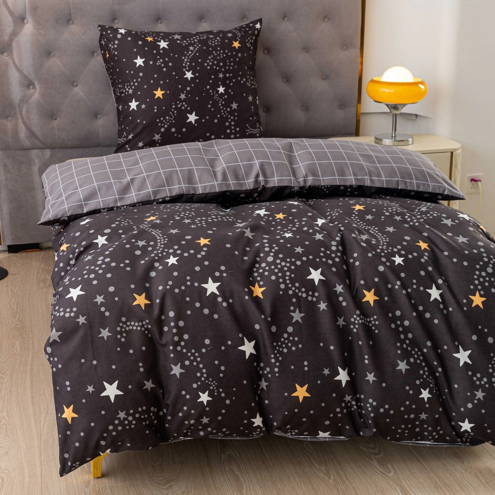 Flanel mikroszálas ágyneműhuzat STELLAR sötétszürke Ágyneműhuzat mérete: 2 db 70 x 90 cm | 200 x 220 cm