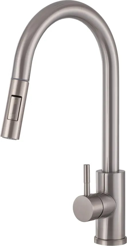 Gamma Taru Slim, magas mosogató csaptelep h-400, csiszolt acél, GMA-BTS-IX