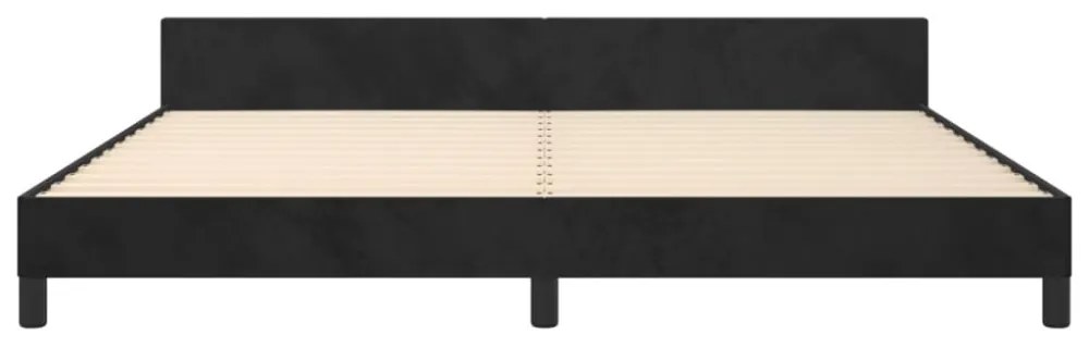 fekete bársony ágykeret matrac nélkül 200 x 200 cm