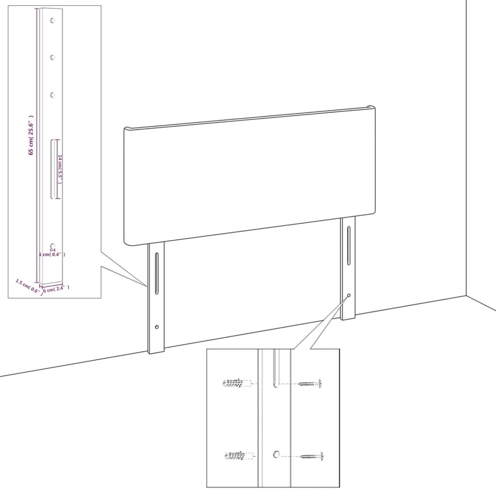 2 db sötétszürke bársony fejtámla 90x5x78/88 cm