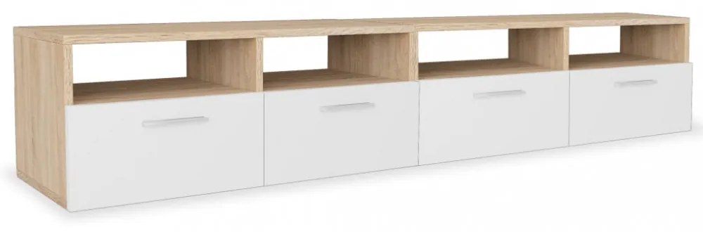 2 db tölgyfa színű/fehér faforgácslap TV szekrény 95x35x36 cm