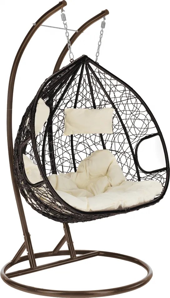 Függő dupla fotel, réz/barna/bézs, DALVEA 2 NEW