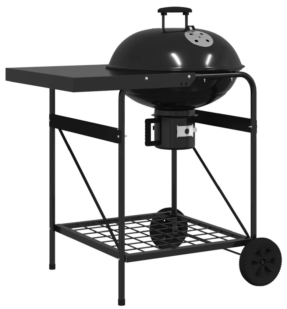 Fekete Faszenes Grill Fiókkal és Tetővel 96x72x113 cm