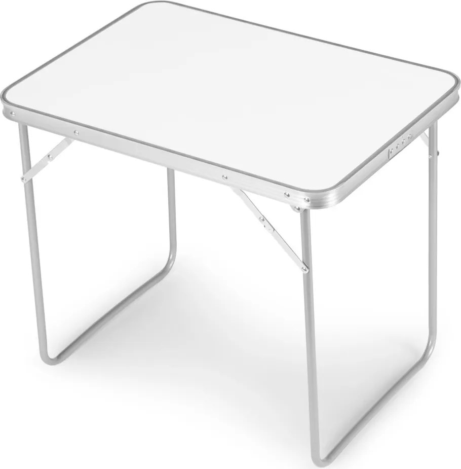 Kerti asztal, MultiGarden GMFC-FY8060, fehér, 80 x 60 cm, összecsukható, magasság: 70 cm, bőrönddé hajtható, hordfogantyúval, teherbírás: 30 kg
