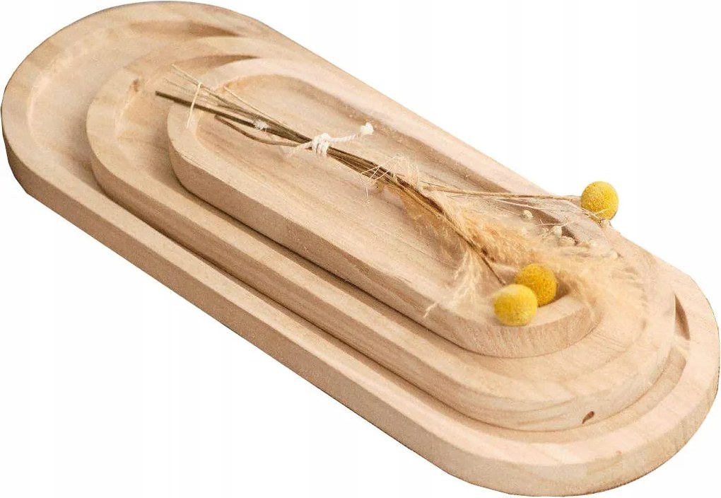 Ékszertartó Tálca Apróságok Fa Szett 3 db-os