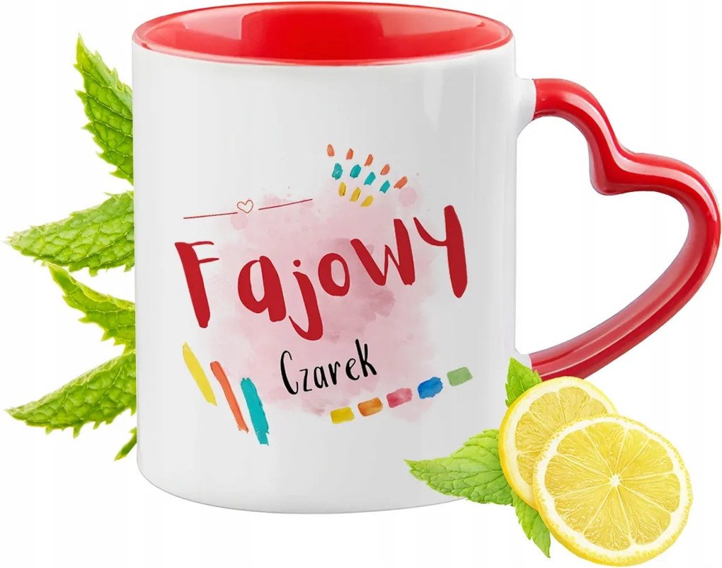 Bögre Piros Szív Alakú Füllel Ajándék