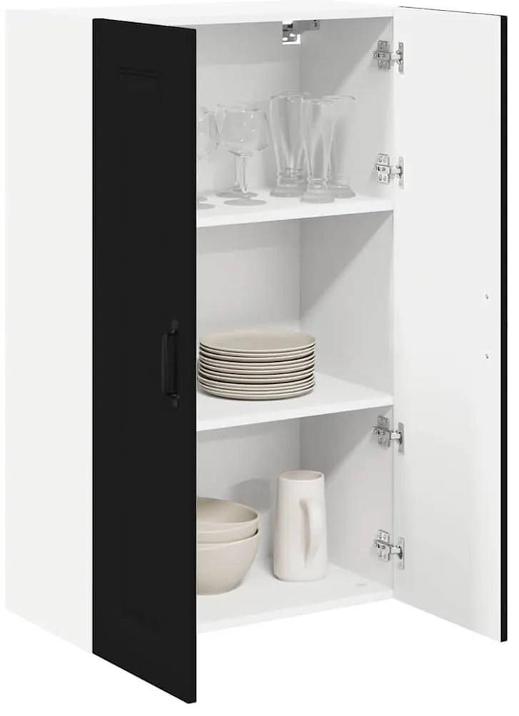 Fali konyhaszekrény polcokkal Fekete 60 x 31 x 100 cm Faanyag