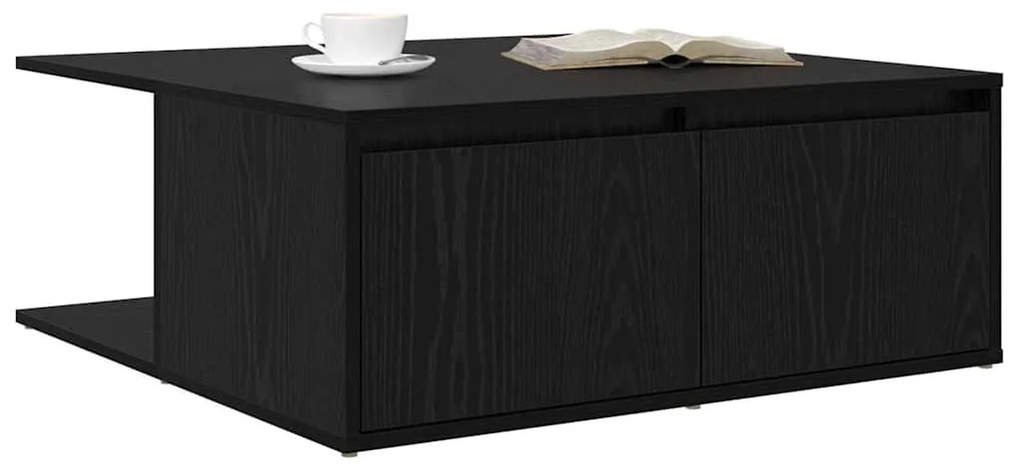 Dohányzóasztal with Drawer Musta tammi 80 x 80 x 31 cm Faanyag