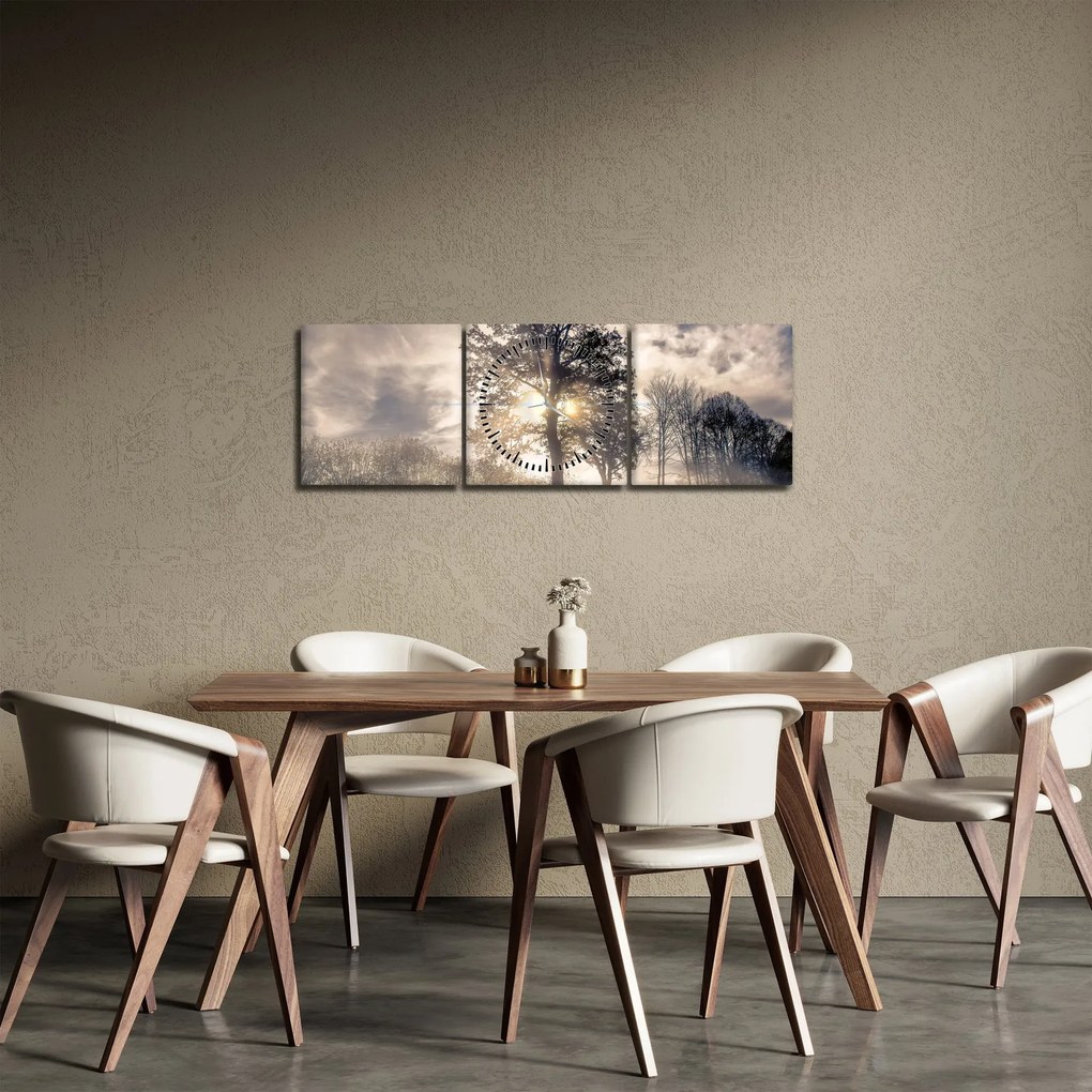 Fa a ködben képe (órával) (90x30 cm)