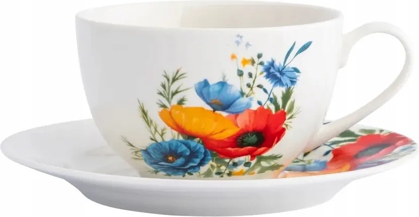 Kávéscsésze csészealjjal porcelán pipacs csokor 250 ml