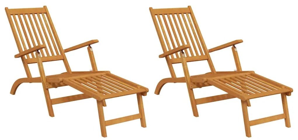 vidaXL 2 db tömör akácfa kültéri nyugágy lábtartóval