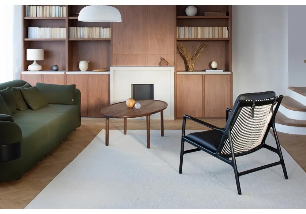 Fekete-natúr színű bőr fotel Dedo – Gazzda