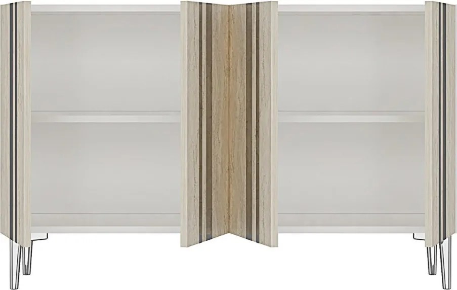 Mia 120 - White, Travertine, Silver