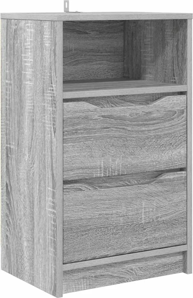 vidaXL Éjjeli asztal fiókkal Szürke Sonoma 40 x 30 x 467 cm Faanyag