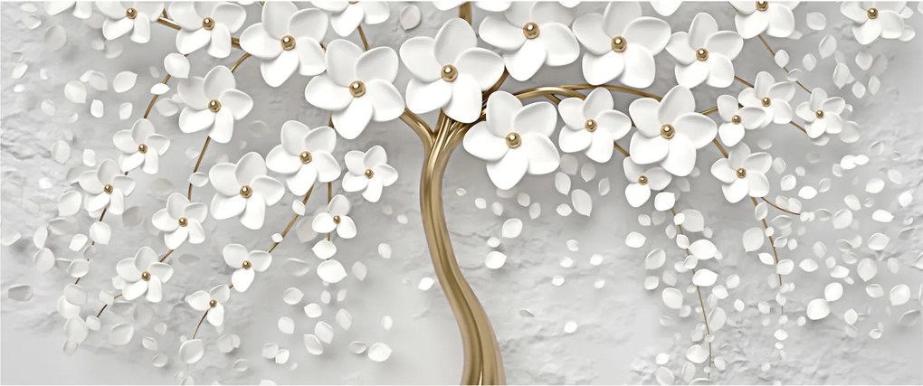 Fehér fa virágokkal képe (120x50 cm)
