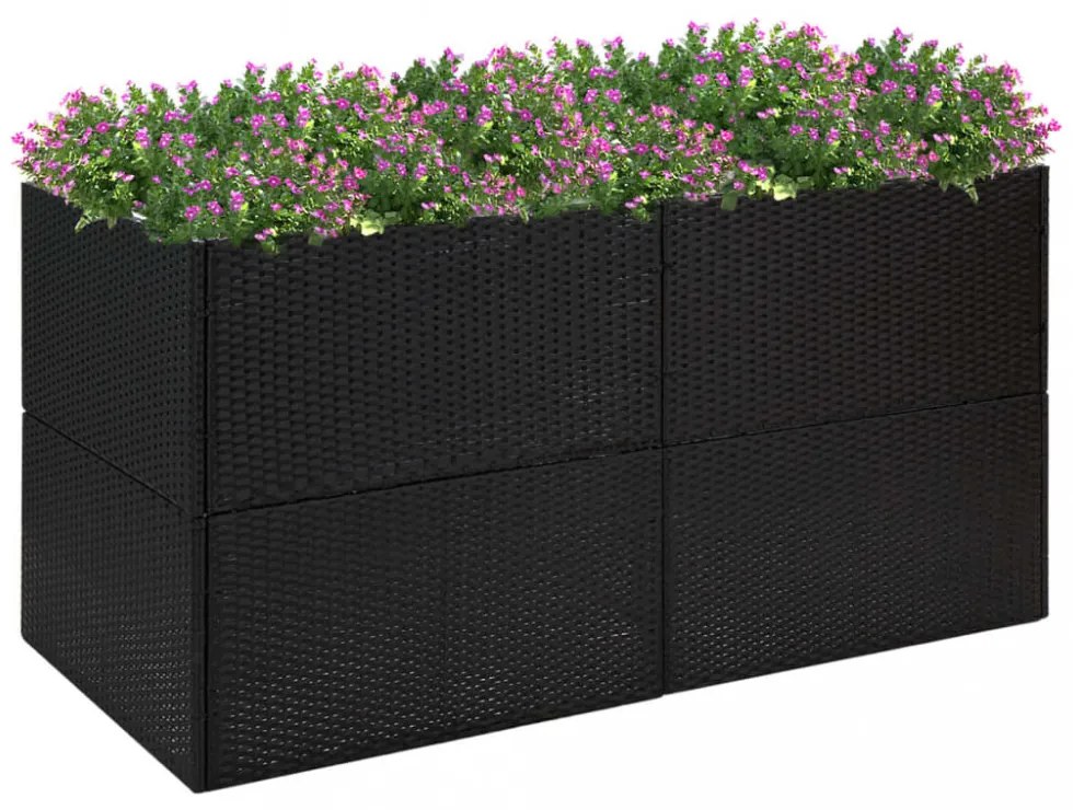 fekete polyrattan kerti ültetőláda 157x80x80 cm