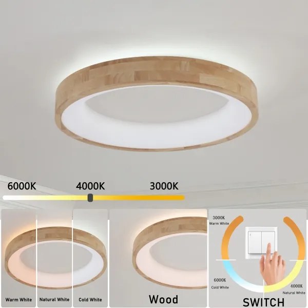 Brilagi-LED FALCON WOOD mennyezeti lámpatest LED/40W/230V 3000/4000/6000K 60 cm fa kivitel