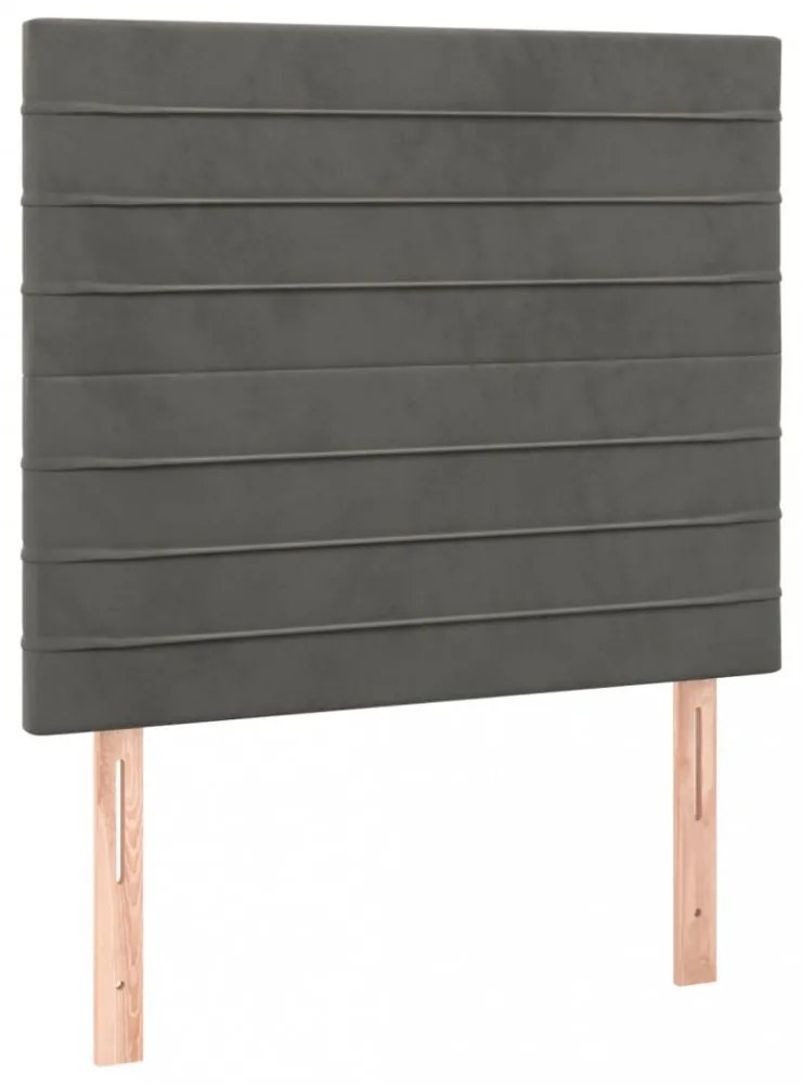 sötétszürke bársony LED-es fejtámla 80x5x118/128 cm