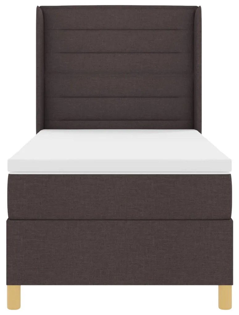 Boxspring Ágy Matrac és LED Sötétbarna 80x200 cm Szövet