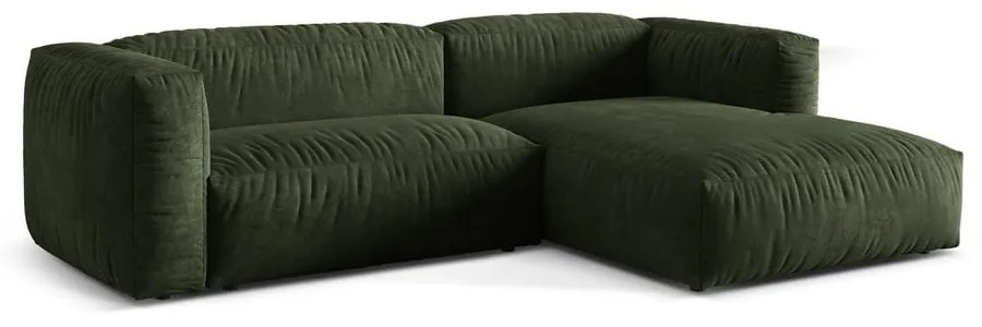 Zöld bársony moduláris sarokkanapé (jobb oldali-heverő résszel) Martina – Micadoni
