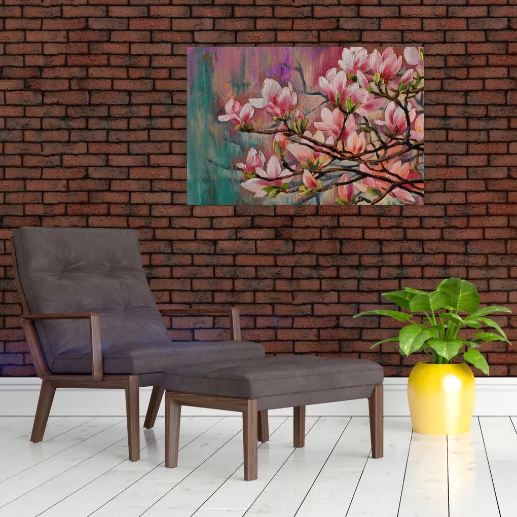 Kép - olajfestmény, virágzó Sakura (90x60 cm)