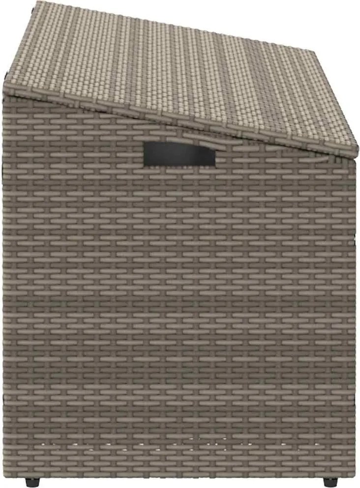 Szürke Polyrattan Kerti Tárolóláda 110 X 50 X 58 Cm