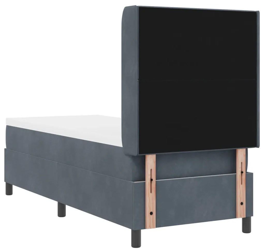 Boxspring Ágy Mattal és LED-del Sötétszürke 80x200 cm Bársony
