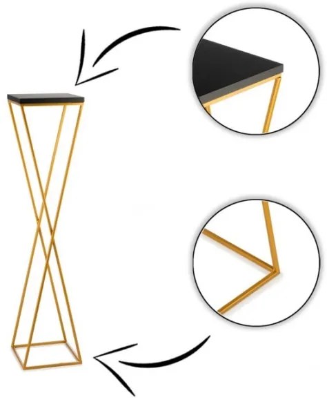 LOFT virágtartó állvány 100x24 cm arany/fekete