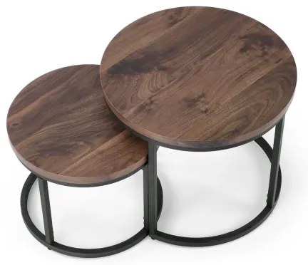 KÉSZLET 2x OREO konferencias asztal, átm. 43/53 cm, fekete/dió