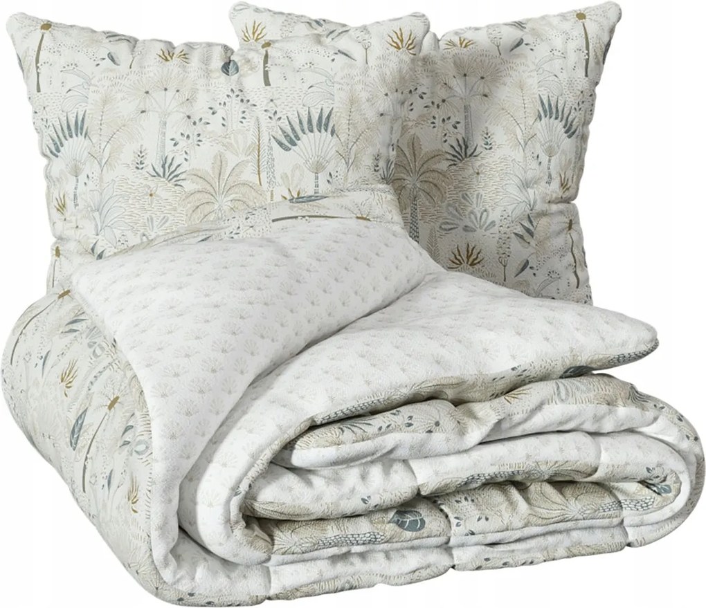 Sonie ágyneműhuzat garnitúra 240x220cm fehér virágok 63x63 cm pamut gombok