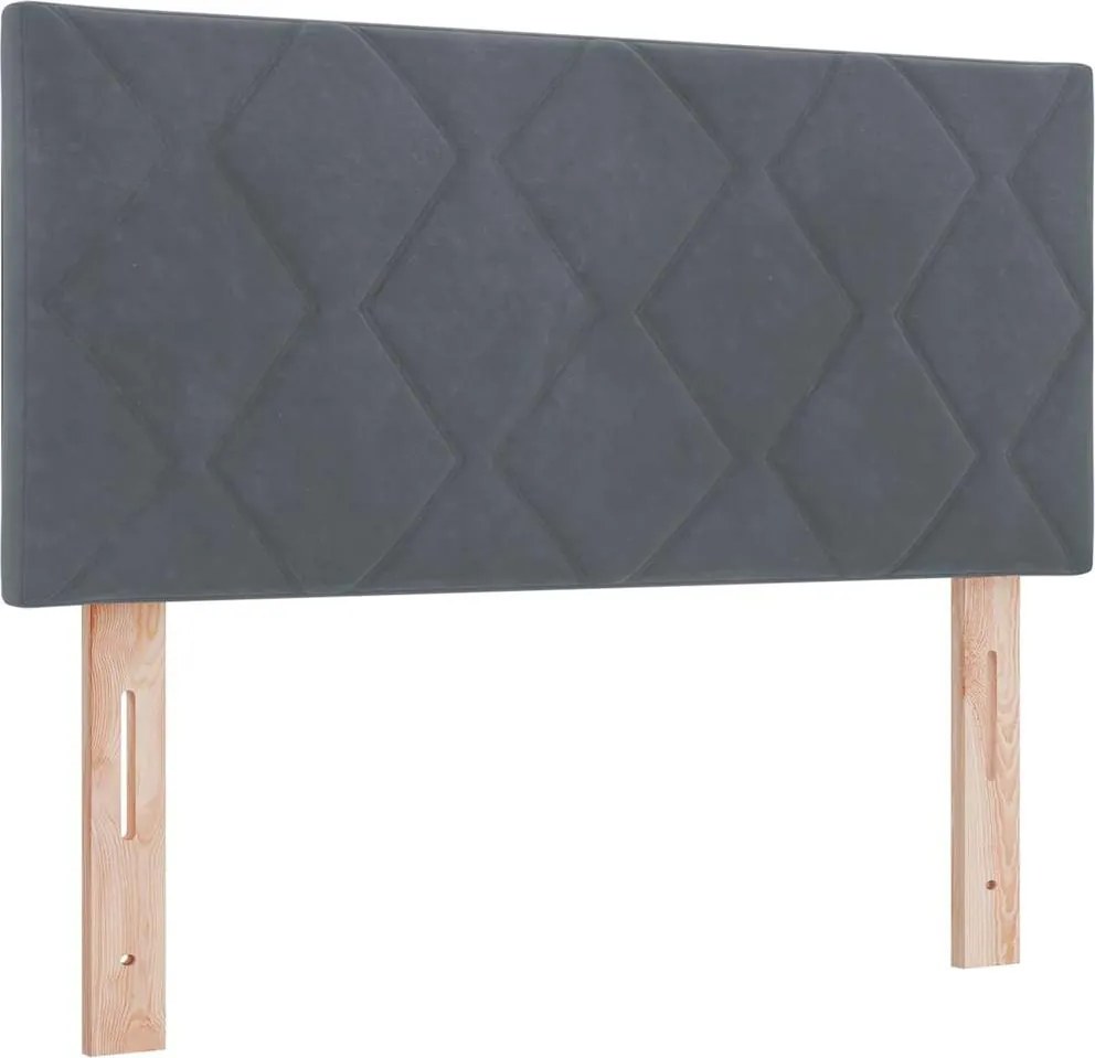 vidaXL LED ágytámla Sötétszürke 100 cm Műbőr