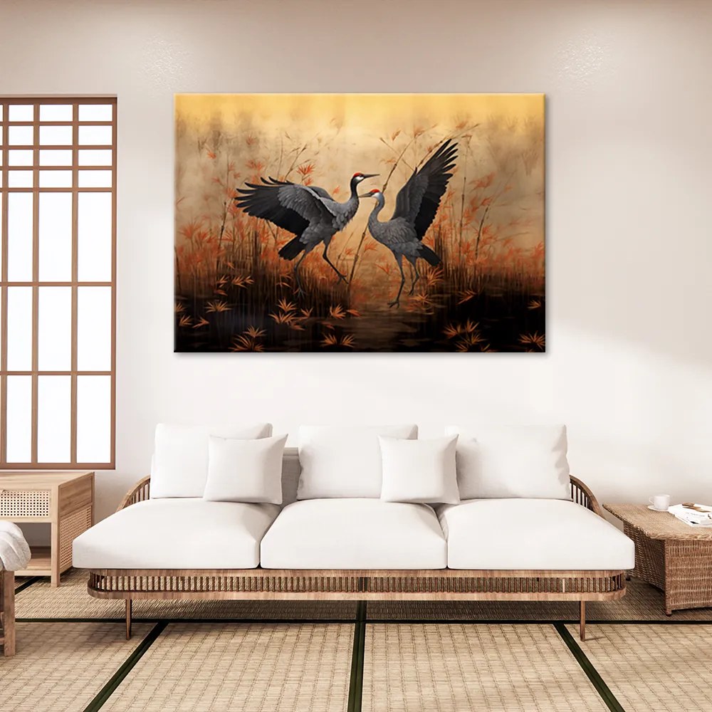 Gario Vászonkép Daruk a nádasban Méret: 100 x 70 cm