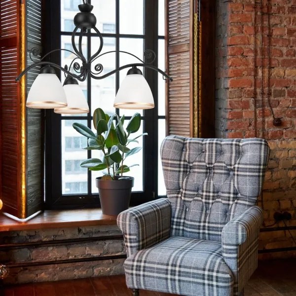 Csillár láncon RETRO II 3xE27/60W/230V fekete