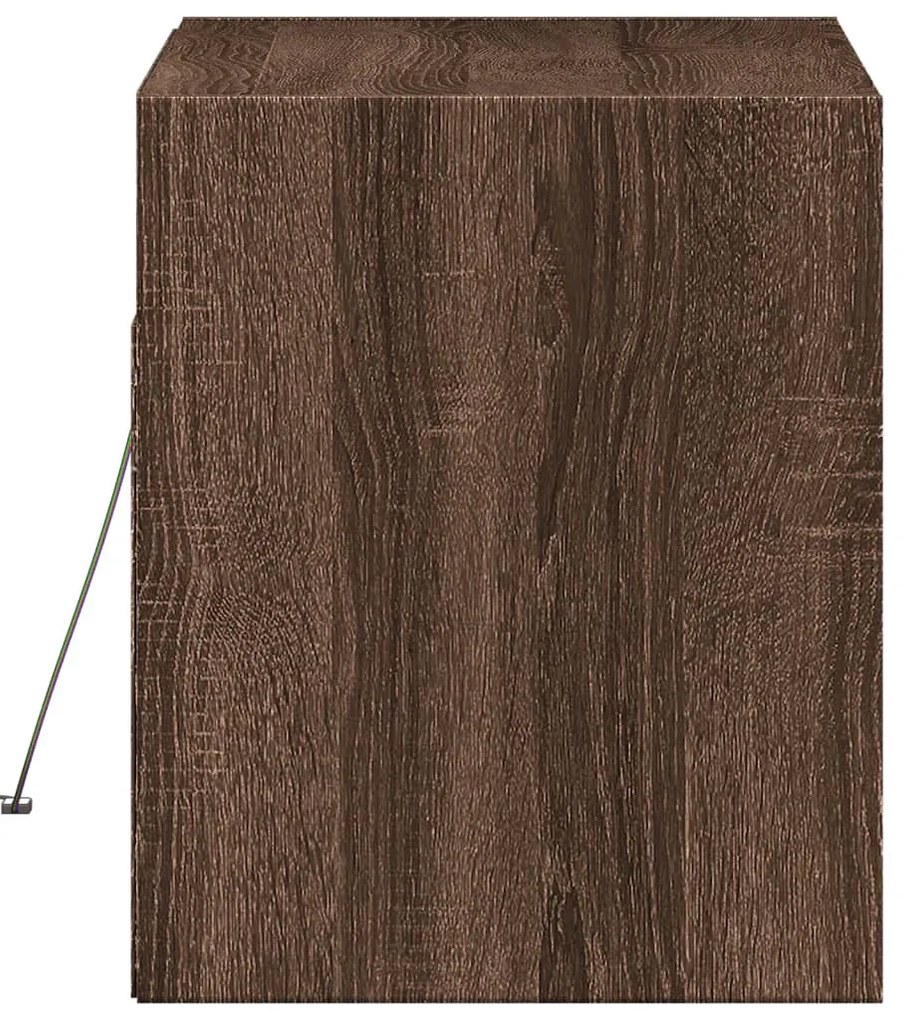 barna tölgyszínű fali TV-szekrény LED-del 80x31x35 cm