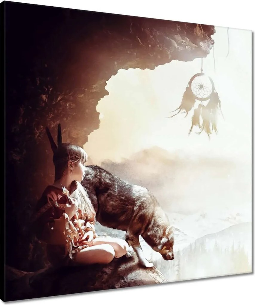 Vászonkép 60x60 Az indián lány és barátja