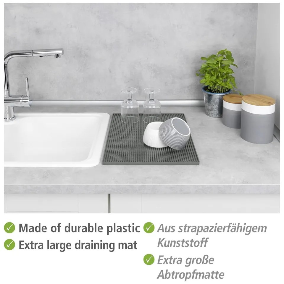 Szürke gumi edénycsepegtető alátét 40x30 cm Maxi – Wenko