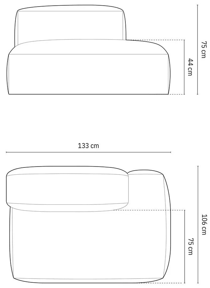 Bézs bársony kanapé modul (jobb oldali) Martina – Micadoni