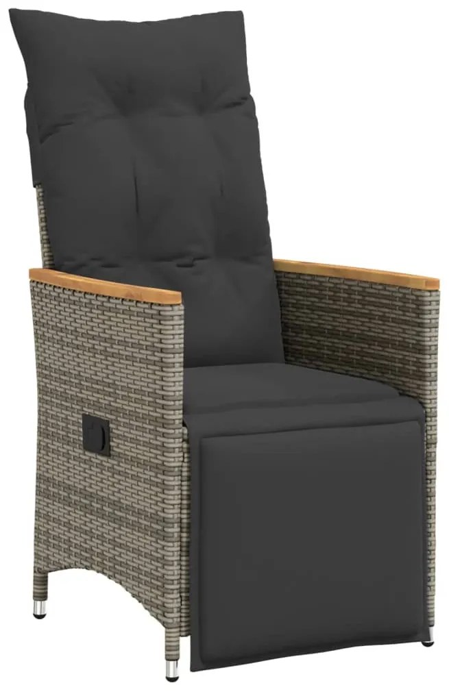 vidaXL 9 részes szürke polyrattan kerti bisztrógarnitúra párnákkal