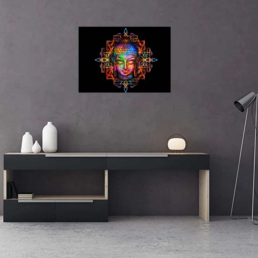 Kép - Buddha mellszobra neon színekben (70x50 cm)